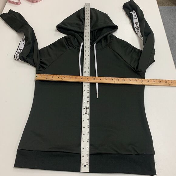 Bebe Sport Hoodie Sweatshirt Women S Oversized Drawstring Raglan Logo Sleeve - Picture 6 of 10